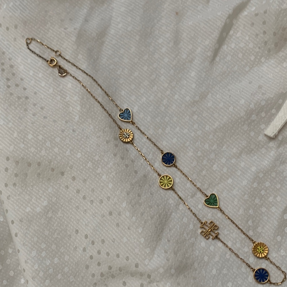 Tory Burch Gold and Multicolor Charm Necklace